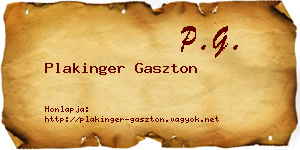 Plakinger Gaszton névjegykártya